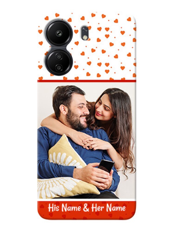 Custom Poco C65 Phone Back Covers: Orange Love Symbol Design