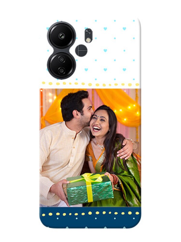 Custom Poco C65 Phone Covers: White and Blue Abstract Design