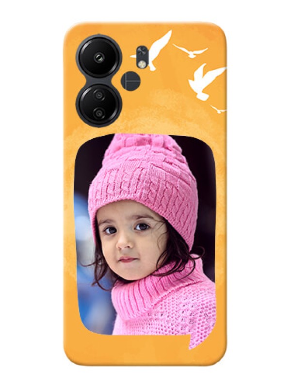 Custom Poco C65 Phone Covers: Water Color Design with Bird Icons