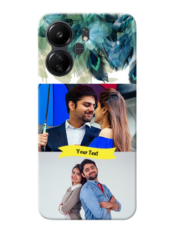 Custom Poco C65 Phone Cases: Image with Boho Peacock Feather Design