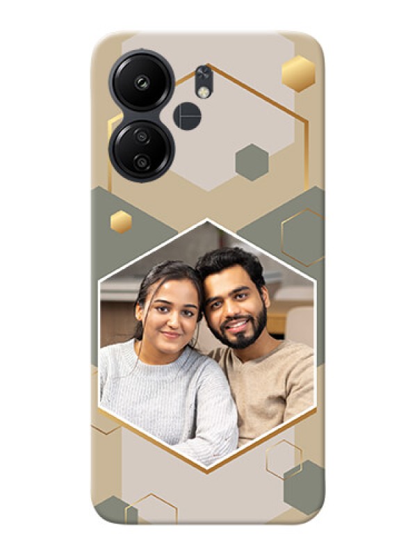 Custom Poco C65 Photo Printing on Case with Stylish Hexagon Pattern Design