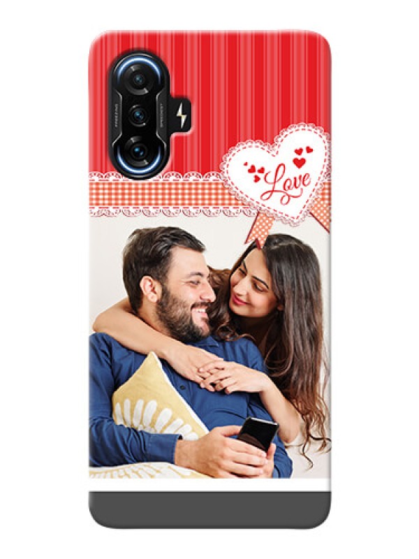 Custom Poco F3 Gt phone cases online: Red Love Pattern Design