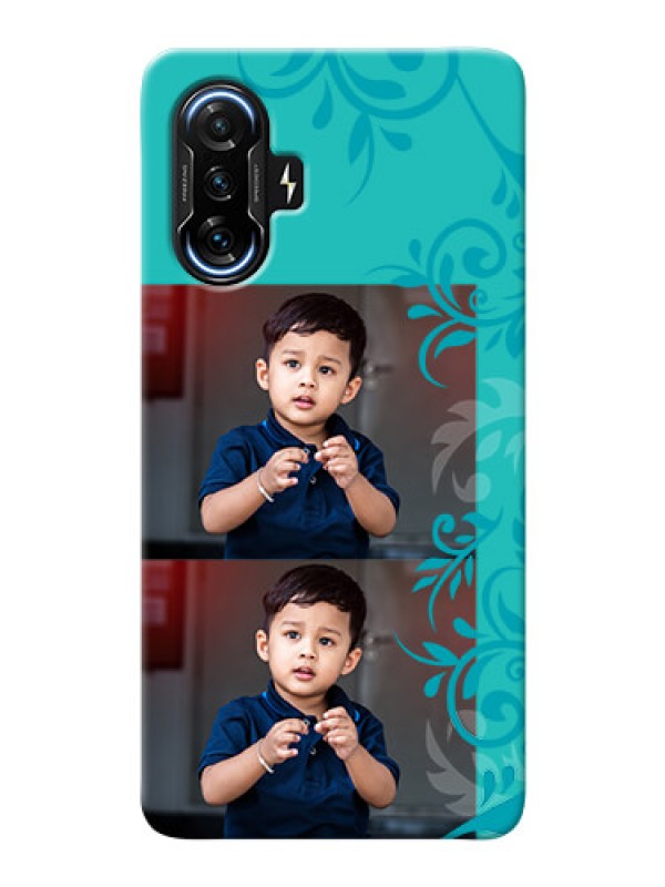 Custom Poco F3 Gt Mobile Cases with Photo and Green Floral Design 