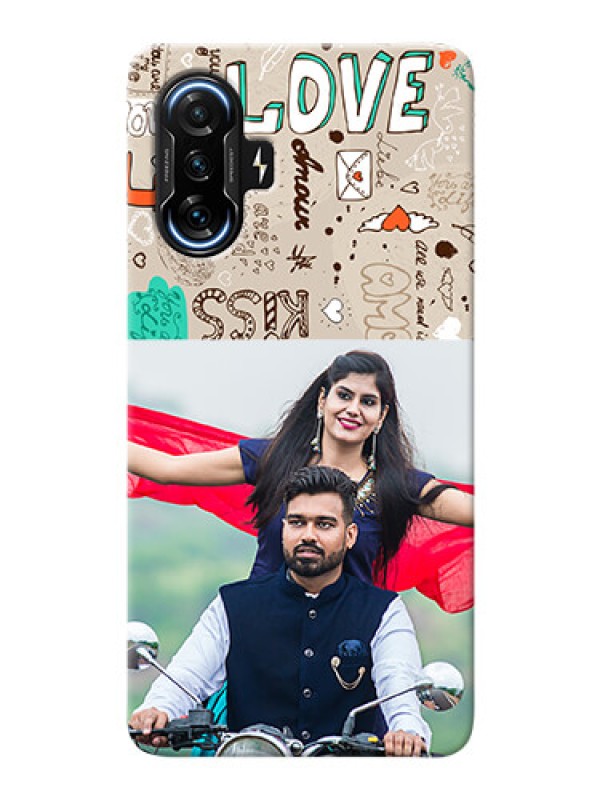 Custom Poco F3 Gt Personalised mobile covers: Love Doodle Pattern 