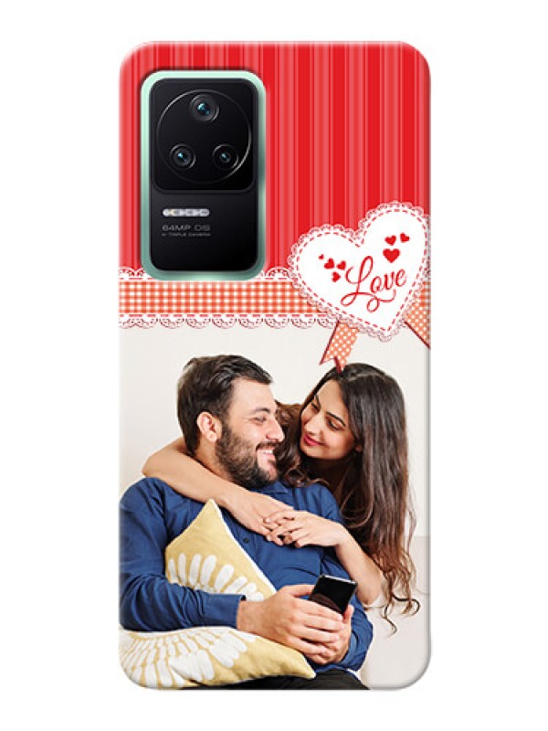 Custom Poco F4 5G phone cases online: Red Love Pattern Design