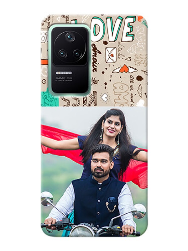 Custom Poco F4 5G Personalised mobile covers: Love Doodle Pattern 