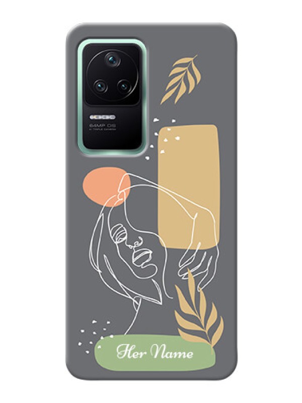 Custom Poco F4 5G Phone Back Covers: Gazing Woman line art Design