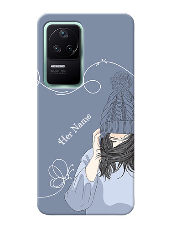 Custom Poco F4 5G Custom Mobile Case with Girl in winter outfit Design