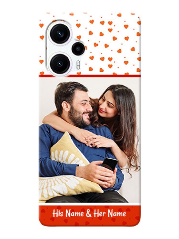 Custom Poco F5 Phone Back Covers: Orange Love Symbol Design