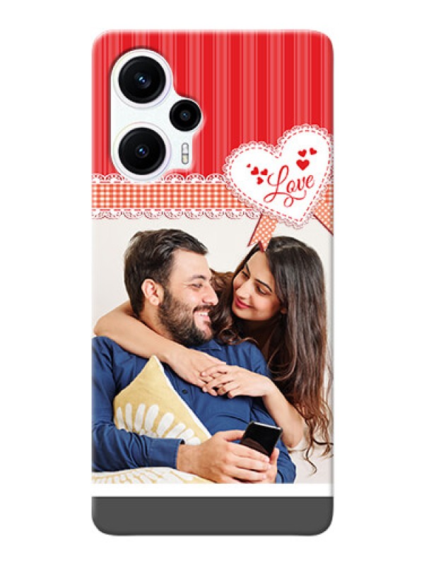 Custom Poco F5 phone cases online: Red Love Pattern Design