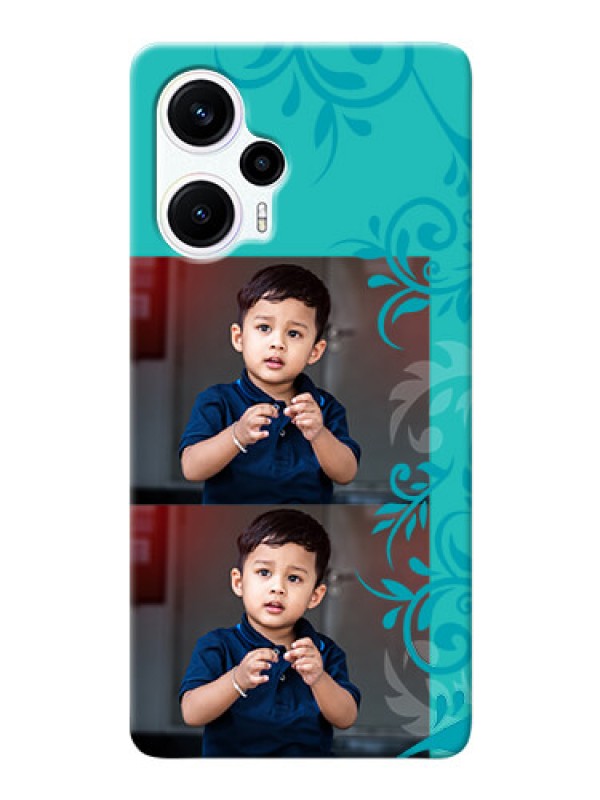Custom Poco F5 Mobile Cases with Photo and Green Floral Design 