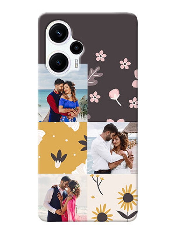 Custom Poco F5 phone cases online: 3 Images with Floral Design