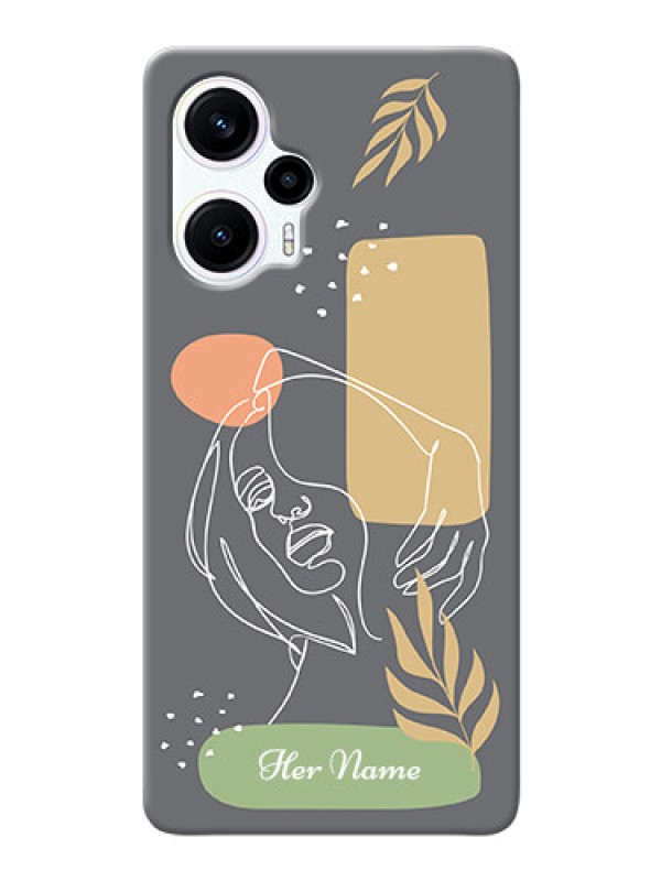 Custom Poco F5 Phone Back Covers: Gazing Woman line art Design