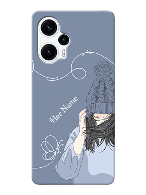 Custom Poco F5 Custom Mobile Case with Girl in winter outfit Design