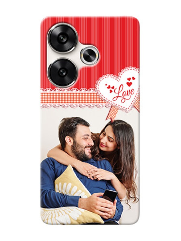 Custom Poco F6 5G phone cases online: Red Love Pattern Design