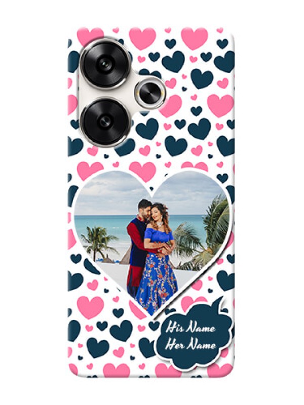 Custom Poco F6 5G Mobile Covers Online: Pink And Blue Heart Design