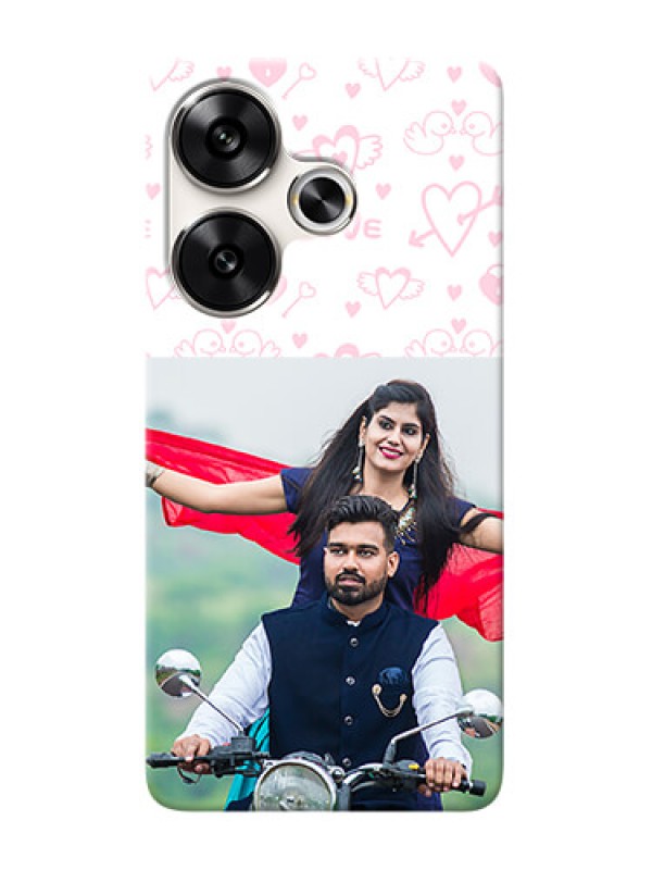 Custom Poco F6 5G personalized phone covers: Pink Flying Heart Design