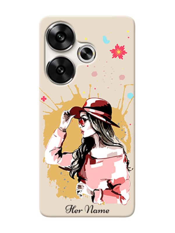 Custom Poco F6 5G Photo Printing on Case with Women with pink hat Design