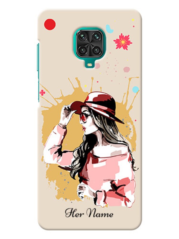 Custom Poco M2 Pro Back Covers: Women with pink hat Design