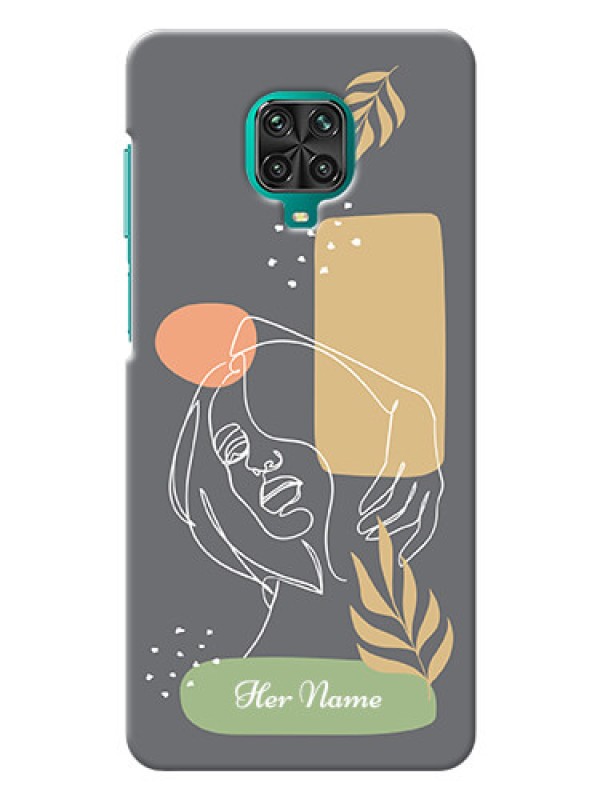 Custom Poco M2 Pro Phone Back Covers: Gazing Woman line art Design