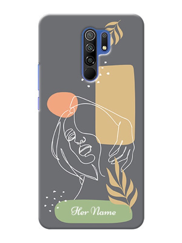 Custom Poco M2 Reloaded Phone Back Covers: Gazing Woman line art Design