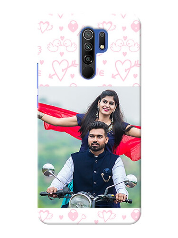 Custom Poco M2 personalized phone covers: Pink Flying Heart Design