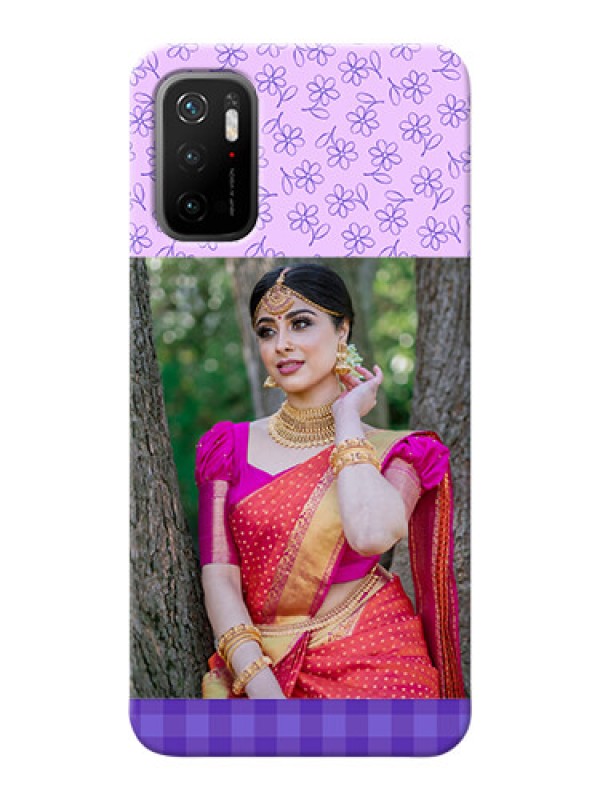 Custom Poco M3 Pro 5G Mobile Cases: Purple Floral Design