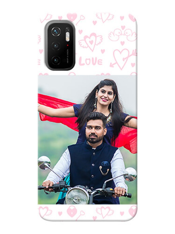 Custom Poco M3 Pro 5G personalized phone covers: Pink Flying Heart Design