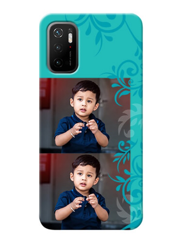 Custom Poco M3 Pro 5G Mobile Cases with Photo and Green Floral Design 