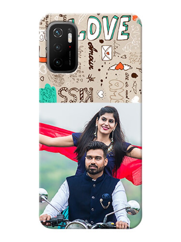 Custom Poco M3 Pro 5G Personalised mobile covers: Love Doodle Pattern 