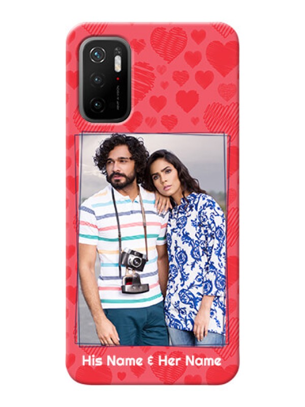 Custom Poco M3 Pro 5G Mobile Back Covers: with Red Heart Symbols Design