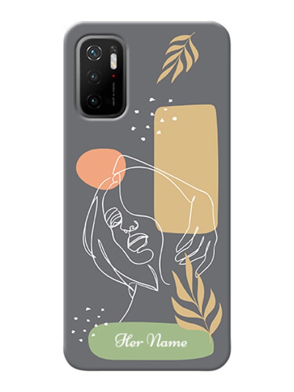Custom Poco M3 Pro 5G Phone Back Covers: Gazing Woman line art Design