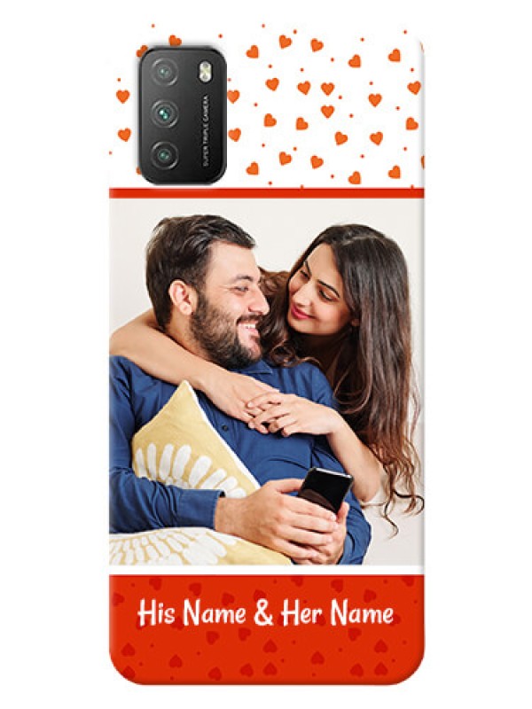 Custom Poco M3 Phone Back Covers: Orange Love Symbol Design