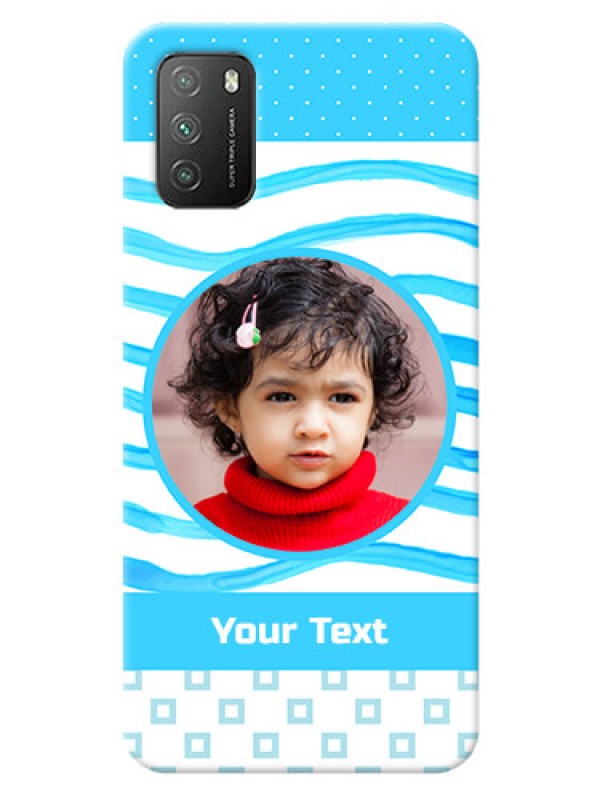 Custom Poco M3 phone back covers: Simple Blue Case Design