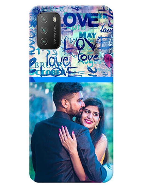 Custom Poco M3 Mobile Covers Online: Colorful Love Design