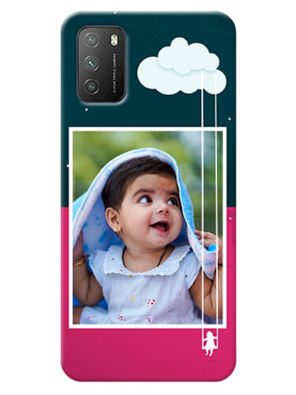 Custom Poco M3 custom phone covers: Cute Girl with Cloud Design