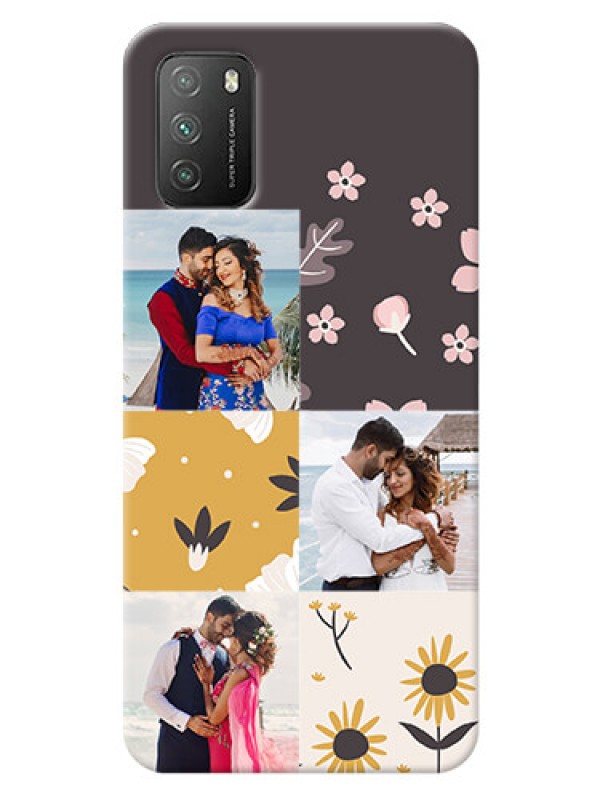 Custom Poco M3 phone cases online: 3 Images with Floral Design