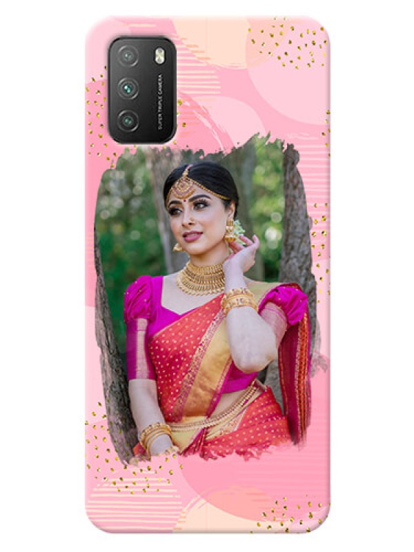 Custom Poco M3 Phone Covers for Girls: Gold Glitter Splash Design