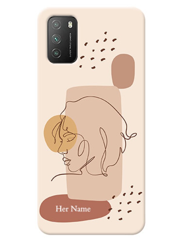 Custom Poco M3 Custom Phone Covers: Calm Woman line art Design