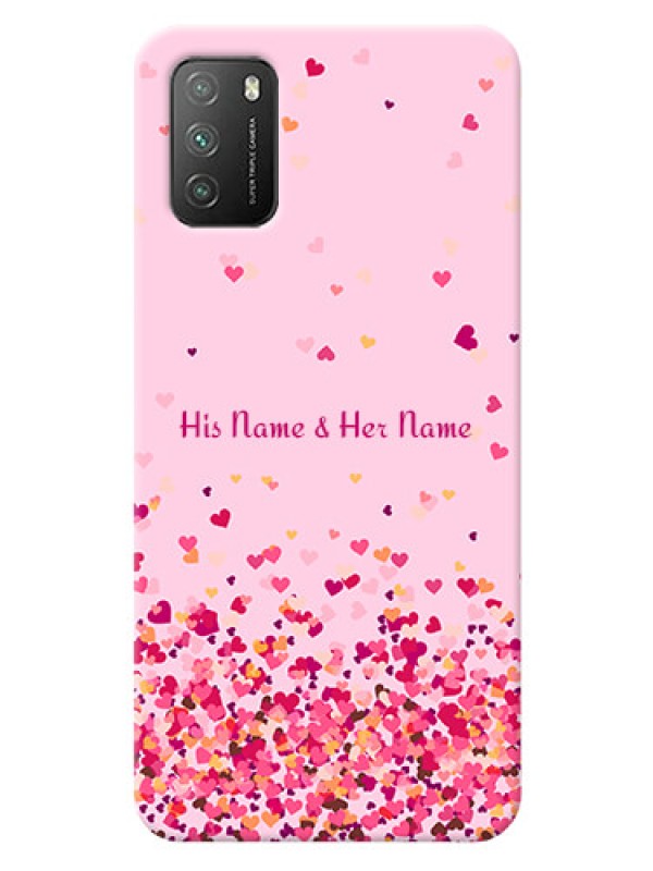 Custom Poco M3 Phone Back Covers: Floating Hearts Design