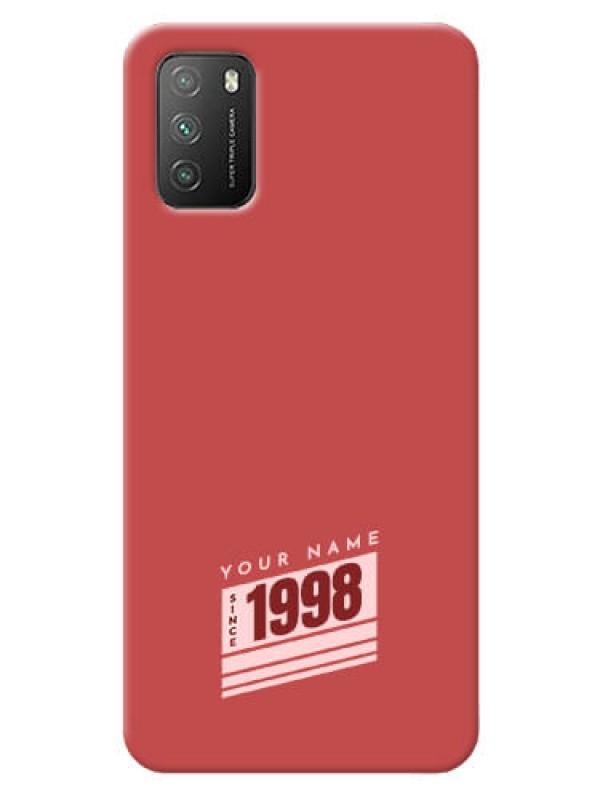 Custom Poco M3 Phone Back Covers: Red custom year of birth Design