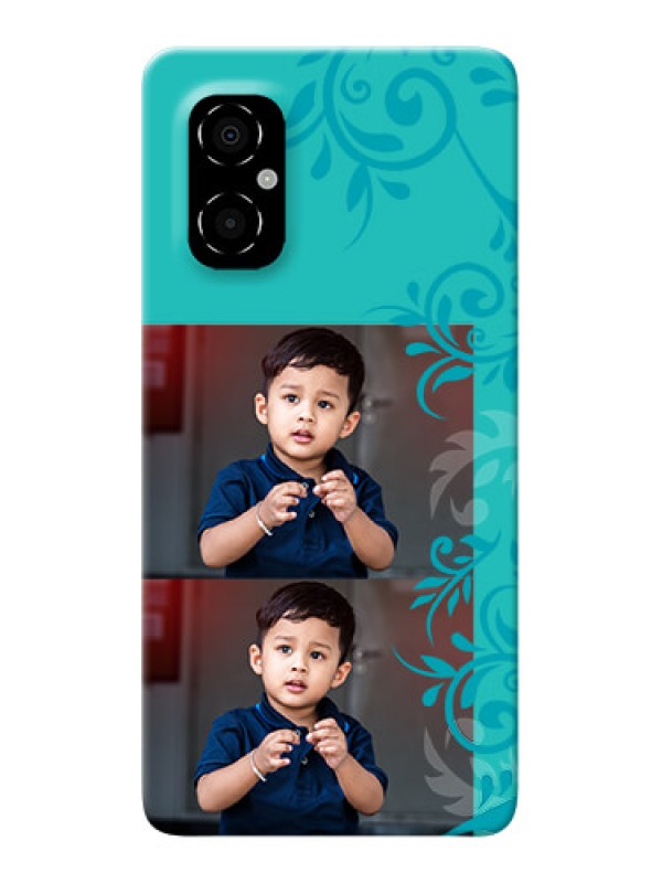 Custom Poco M4 5G Mobile Cases with Photo and Green Floral Design 