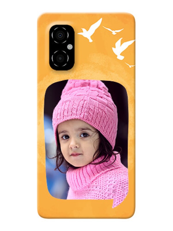 Custom Poco M4 5G Phone Covers: Water Color Design with Bird Icons