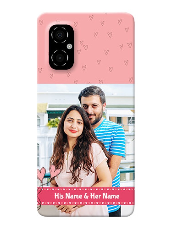 Custom Poco M4 5G phone back covers: Love Design Peach Color
