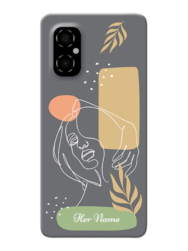 Custom Poco M4 5G Phone Back Covers: Gazing Woman line art Design