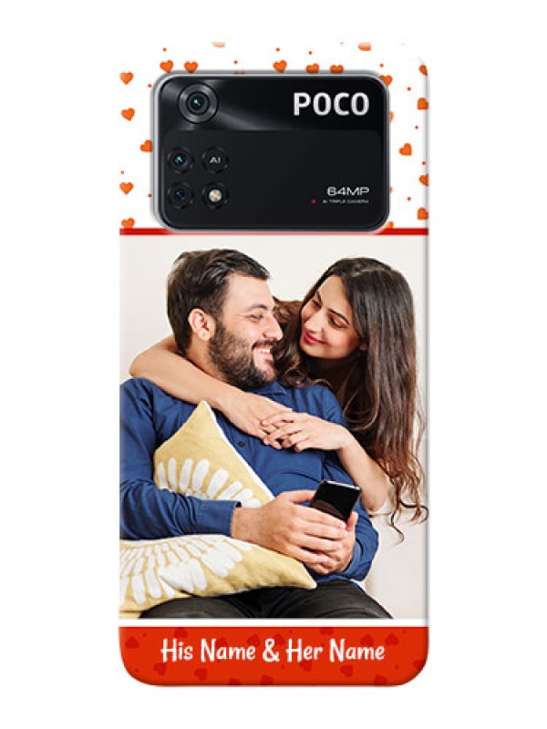 Custom Poco M4 Pro 4G Phone Back Covers: Orange Love Symbol Design