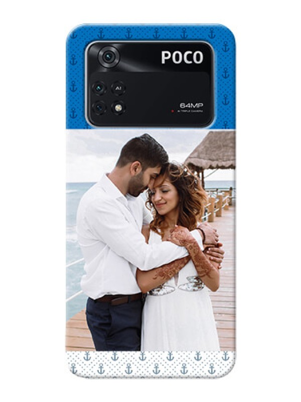 Custom Poco M4 Pro 4G Mobile Phone Covers: Blue Anchors Design