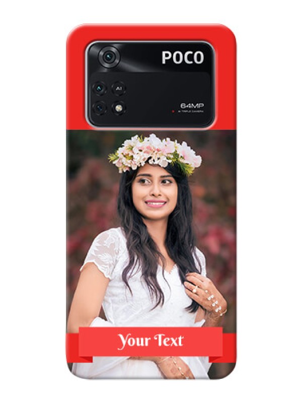 Custom Poco M4 Pro 4G Personalised mobile covers: Simple Red Color Design