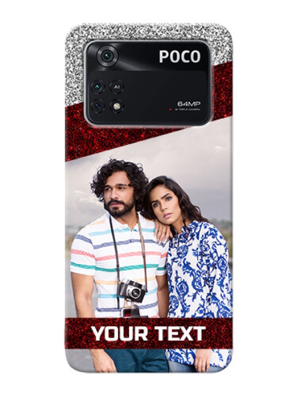 Custom Poco M4 Pro 4G Mobile Cases: Image Holder with Glitter Strip Design