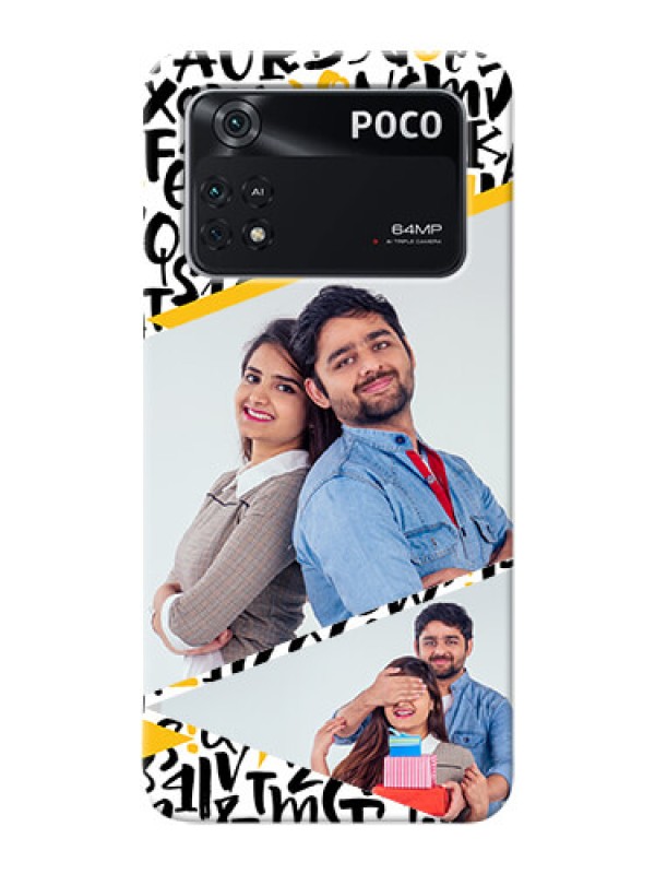 Custom Poco M4 Pro 4G Phone Back Covers: Letters Pattern Design